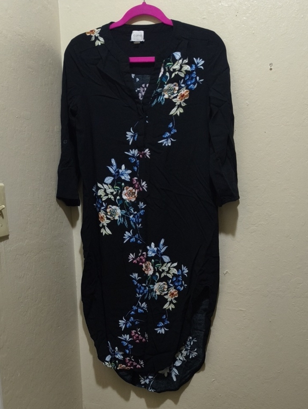 Cupio Black High-Low Floral Dress